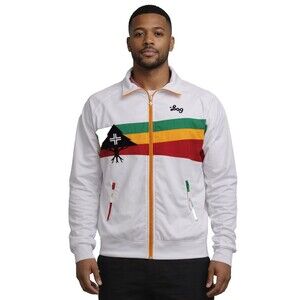 LRG Roots & Equipment Mens Sz L Jacket Appliqued Rasta Jamacian Colors